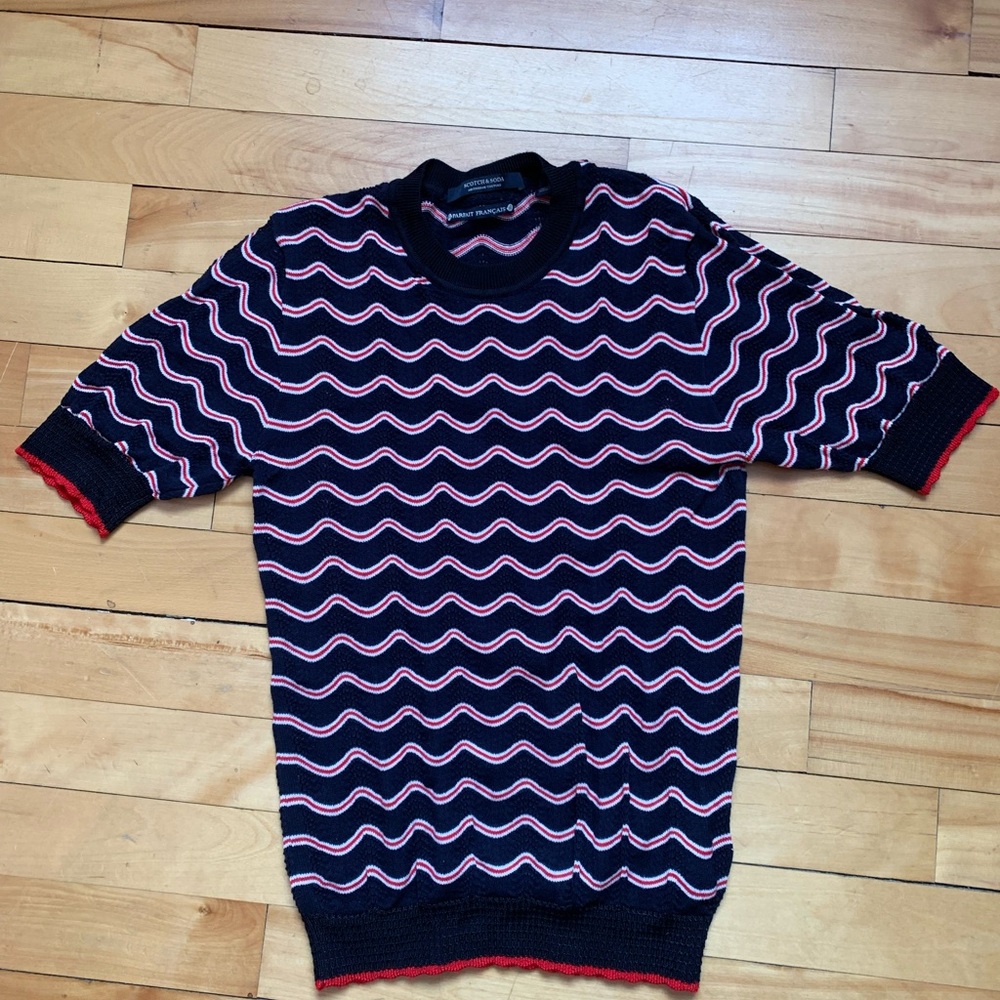 Scotch & Soda Navy Short Sleeve Knit Top